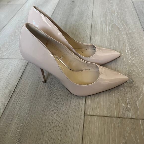 Jessica Simpson 'Oravia' Women's 7.5 Nude Patent Pump Heel Pointed Toe - Picture 3 of 10